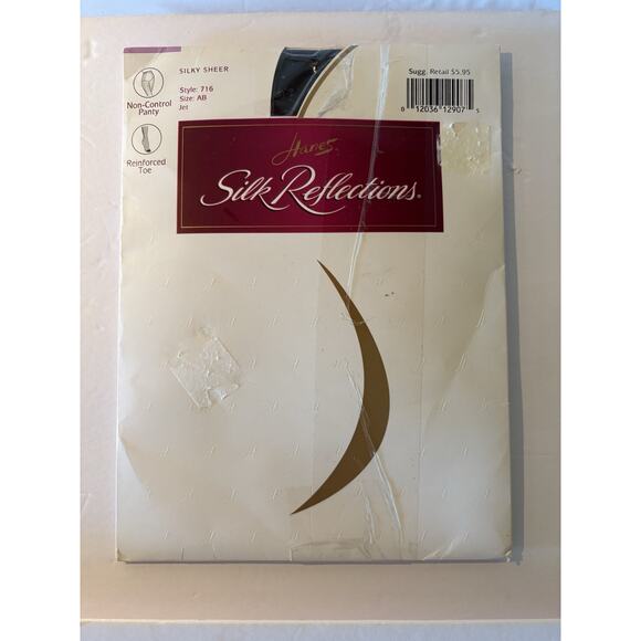 Hanes Silk Reflections Pantyhose AB Silky Sheer Non-Control 716 Jet Reinforced - Picture 1 of 3